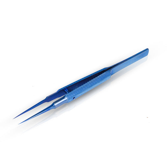 Mini pinzas de aleación de titanio de precisión para reparación de electrónica Reparación de cables de salto de huellas dactilares Punta de punta fina Micro pinzas de soldadura 4,25 '' - Azul