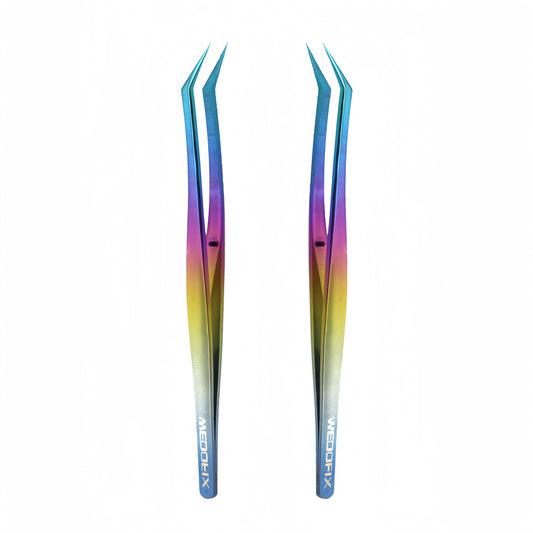 Multi-purpose Rainbow Professional Titanium Tweezers for Eyebrows and DIY Work