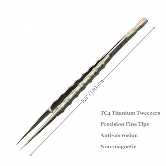 Ultra Fine Pointed Tweezers High Quality Titanium Tweezers for Professional Micro Work - Silver