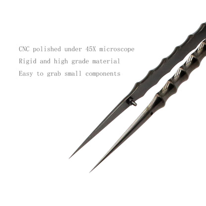 Black-Bamboo TC4 Titanium Alloy Tweezers CNC Machining Tweezers with Super Tiny Tips for Micro Soldering Work