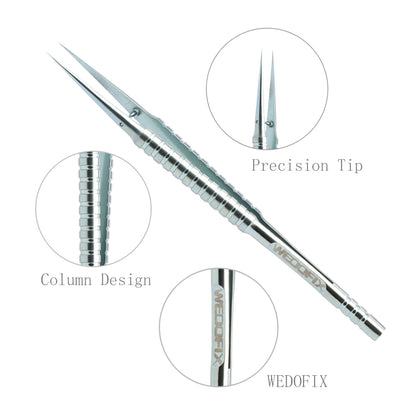 Pinzas de aleación de titanio TC4, mecanizado CNC, pinzas pequeñas de precisión, pinzas no magnéticas anticorrosión para reparación de microsoldadura de teléfonos móviles (pinzas de columna cian)