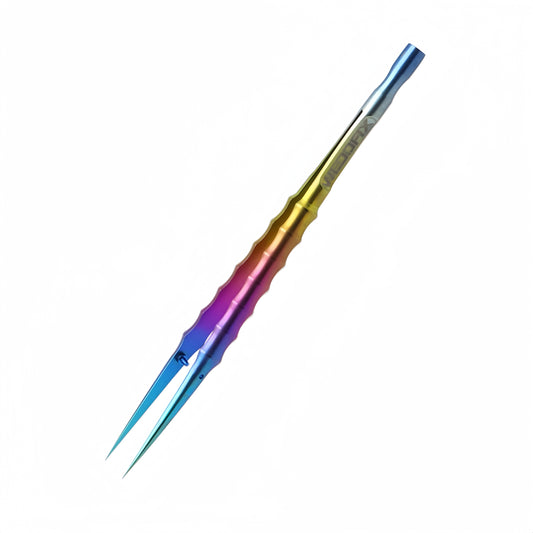 Rainbow Bamboo Titanium Alloy Tweezers with Straight Tip - Unique Design