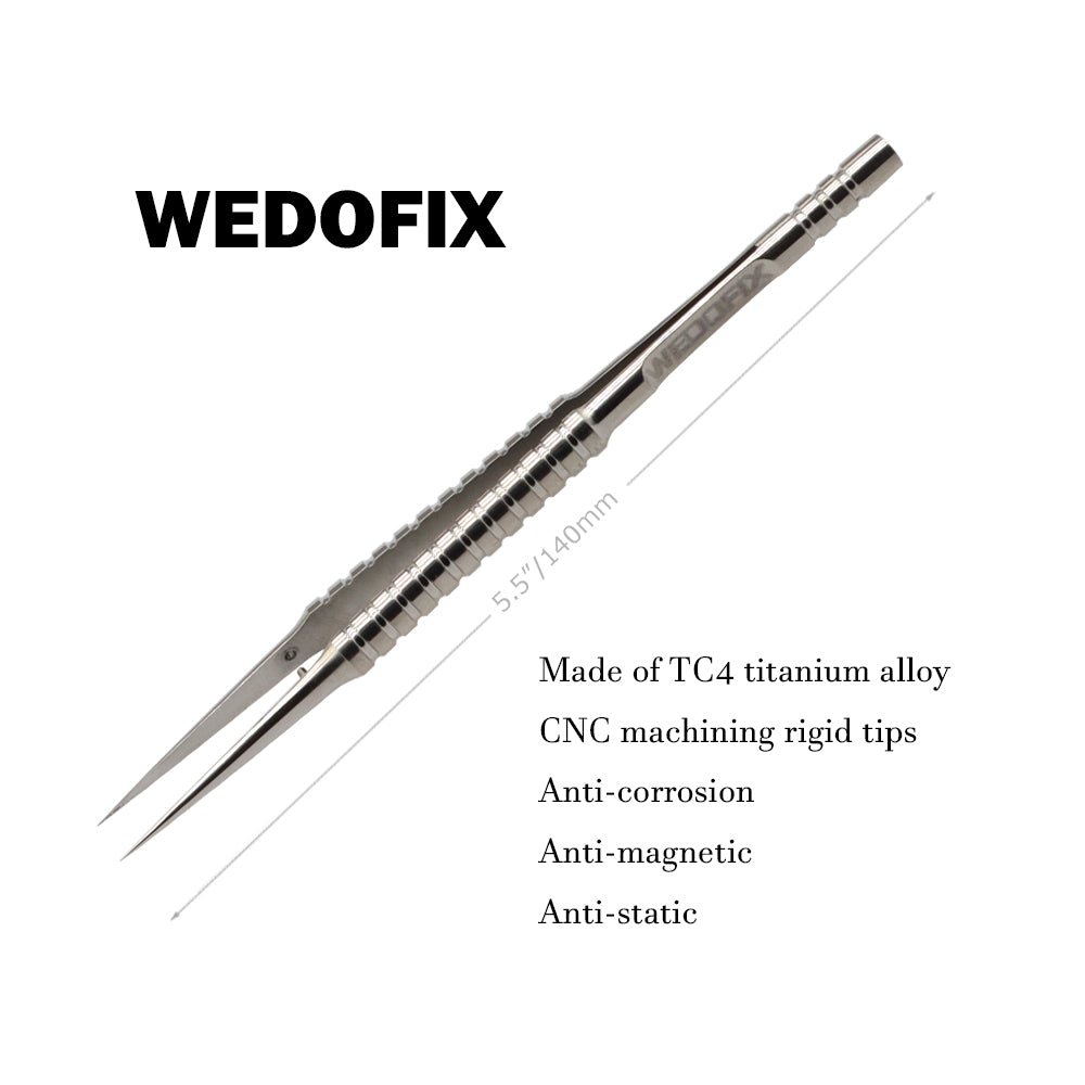 WEDOFIX pince à épiler en titane de haute précision avec pointes pointues pour la réparation de téléphones portables, travail en laboratoire, fabrication de bijoux