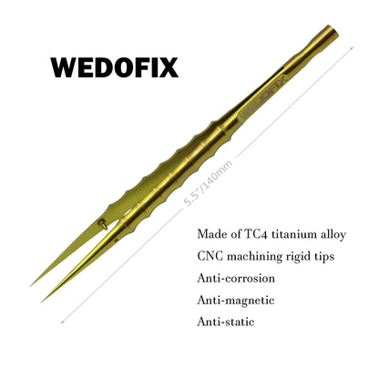 Bamboo Titanium Sharp Tweezers with Anti-corrosion Fine Tip Non-magnetic Titanium Tweezers