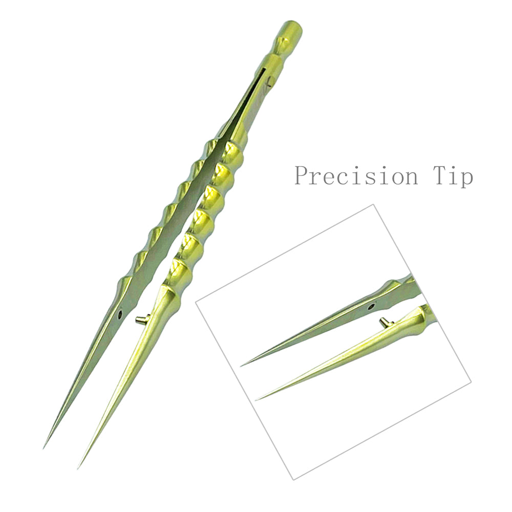 Bamboo Titanium Sharp Tweezers with Anti-corrosion Fine Tip Non-magnetic Titanium Tweezers